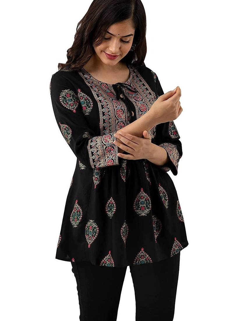 Handmade block printed rayon fabric designer tops & tunics