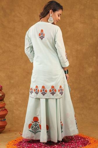 Blue kurti skirt with duptta