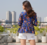 Women's Rayon Handprinted Handmade Floral Printed Designer Blue Tops & Tunics
