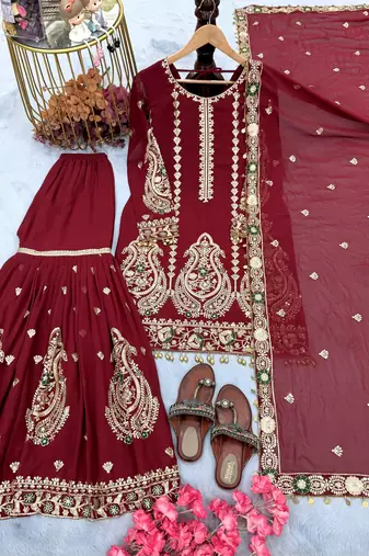 Red bridal sharara set
