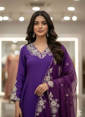Purple embroidered kurta set 5