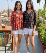 Noor startup pack of 2 women's rayon handprinted handmade floral botanical printed designer tops & tunics