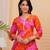 Women's Vibrant Rayon Bandhej Printed Regular Fit Kurti Top | Pink & Orange Multicolor Bandhani Print Ethnic Tunic