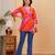 Women's Vibrant Rayon Bandhej Printed Regular Fit Kurti Top | Pink & Orange Multicolor Bandhani Print Ethnic Tunic
