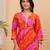 Women's Vibrant Rayon Bandhej Printed Regular Fit Kurti Top | Pink & Orange Multicolor Bandhani Print Ethnic Tunic