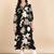 Women's Big Floral Printed Black Rayon A-Line Kurti|Stylish V-Neck 3/4 Sleeve Ethnic Long Kurta for Women & Girls