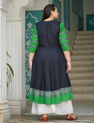 Yash gallery women's rayon anarkali kurta (black) 2