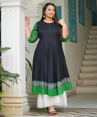 Yash gallery women's rayon anarkali kurta (black) 6