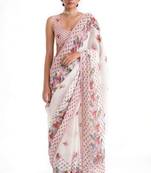 premium linen cotton digital print saree with piping