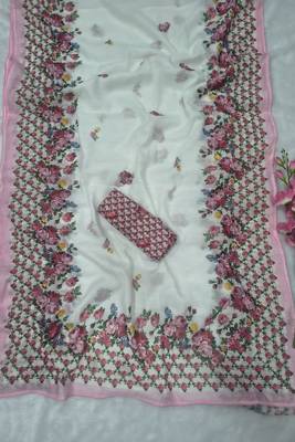 premium linen cotton digital print saree with piping 4