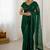 premium green net saree with sequins & dori work