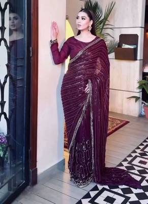 premium kasturi art silk saree with sequins, thread & dori work 1