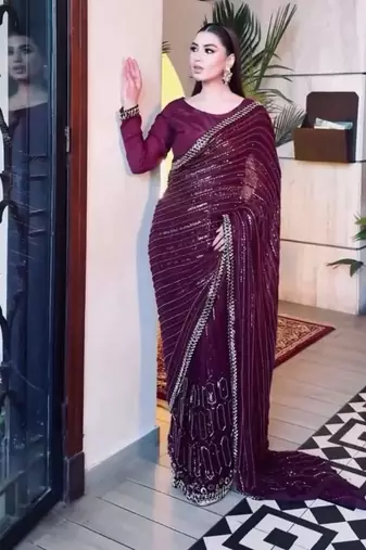 premium kasturi art silk saree with sequins, thread & dori work