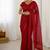premium red net saree with sequins & dori work