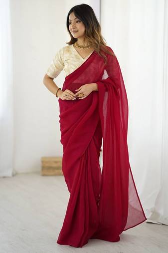 sparkle art silk ready-to-wear saree with fully stitched banarasi blouse