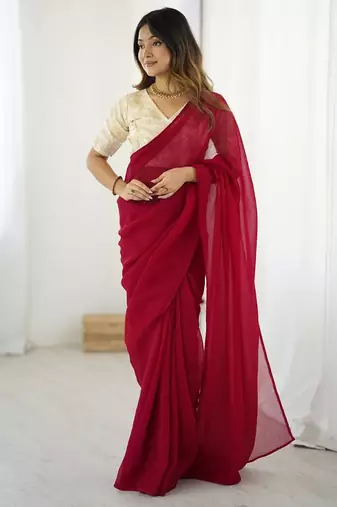 sparkle art silk ready-to-wear saree with fully stitched banarasi blouse