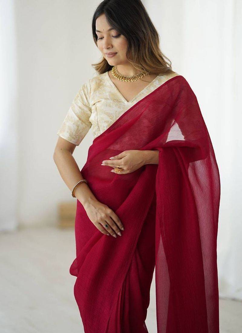 sparkle art silk ready-to-wear saree with fully stitched banarasi blouse