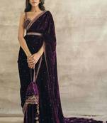 premium 9000 velvet saree with sequins, dori & thread work