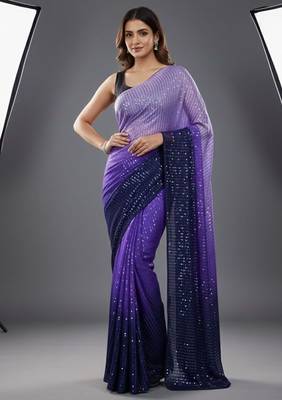premium diamond art silk digital print saree with heavy sequins 1