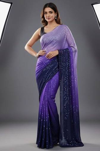 premium diamond art silk digital print saree with heavy sequins