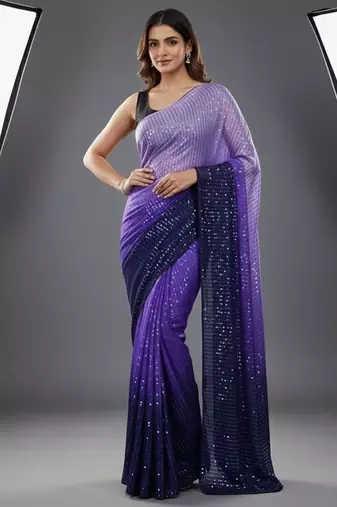 premium diamond art silk digital print saree with heavy sequins