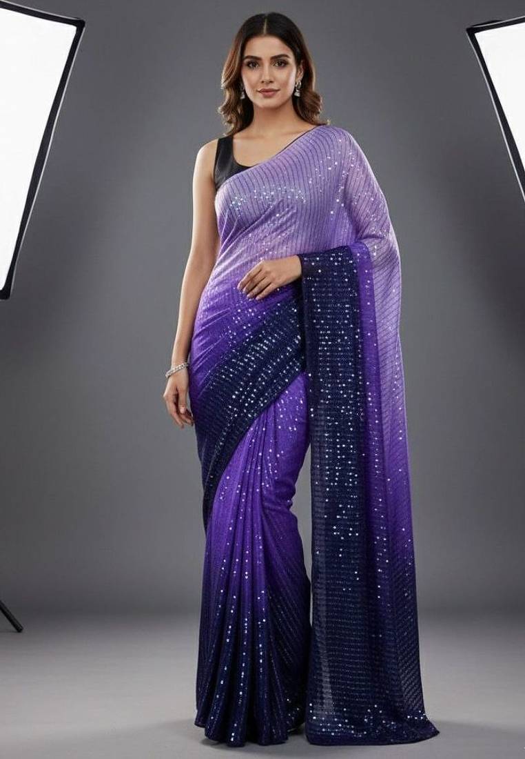 premium diamond art silk digital print saree with heavy sequins