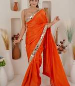premium rangoli art silk saree with heavy real mirror work lace