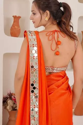 premium rangoli art silk saree with heavy real mirror work lace