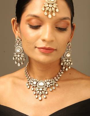 Elegant crystal drop necklace set 1