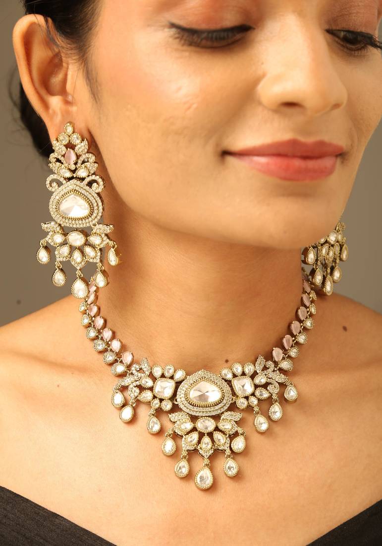 Elegant crystal drop necklace set