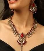 Ruby bridal statement necklace set
