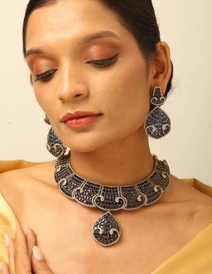 Midnight blue luxury choker set 1