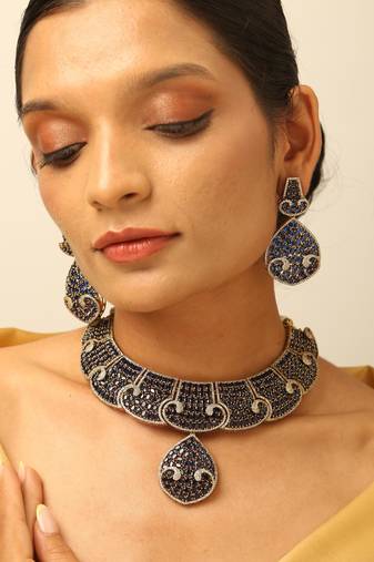 Midnight blue luxury choker set