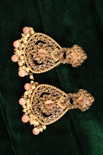 Blush pink stone bridal earrings