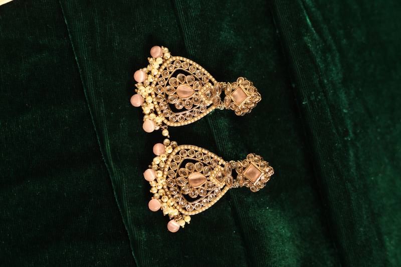 Blush pink stone bridal earrings