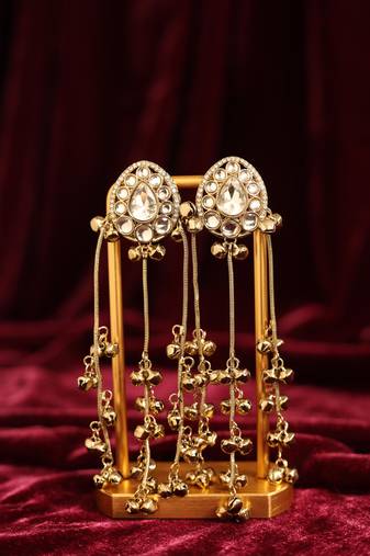 Long chain ghungroo statement earrings