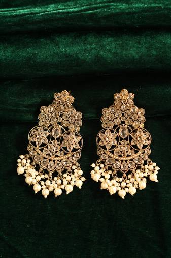 Pearl cluster bridal statement earrings