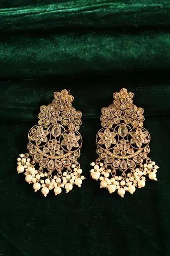 Pearl cluster bridal statement earrings