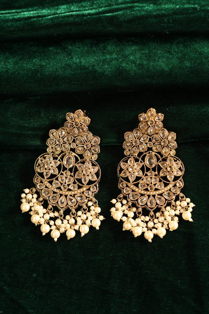 Pearl cluster bridal statement earrings