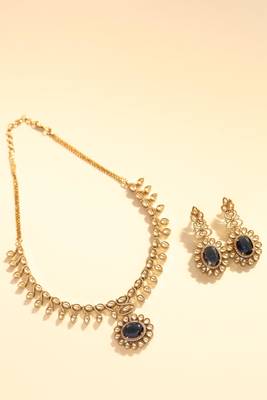 Sapphire blue crystal pendant necklace set 1