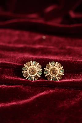 Floral pearl statement stud earrings 1