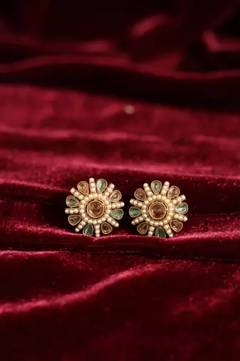 Floral pearl statement stud earrings