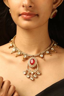Royal ruby pendant necklace set 3