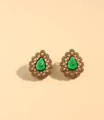 Emerald green stone vintage statement earrings