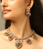 Traditional green & ruby necklace set