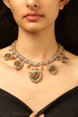 Traditional green & ruby necklace set 3