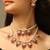 Ruby pearl layered necklace set