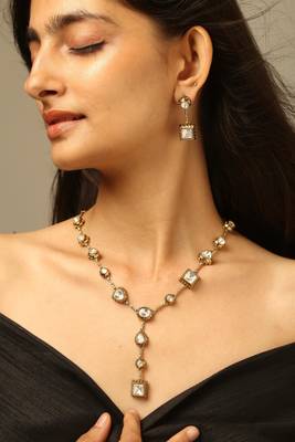Classic crystal drop necklace set 1