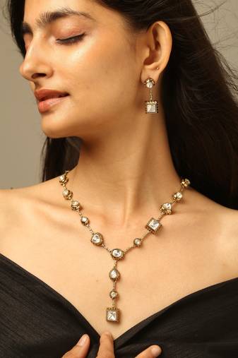 Classic crystal drop necklace set