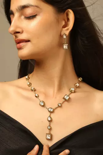 Classic crystal drop necklace set